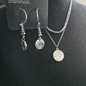 Multi Oil Spill Bead And Silver Disc Set